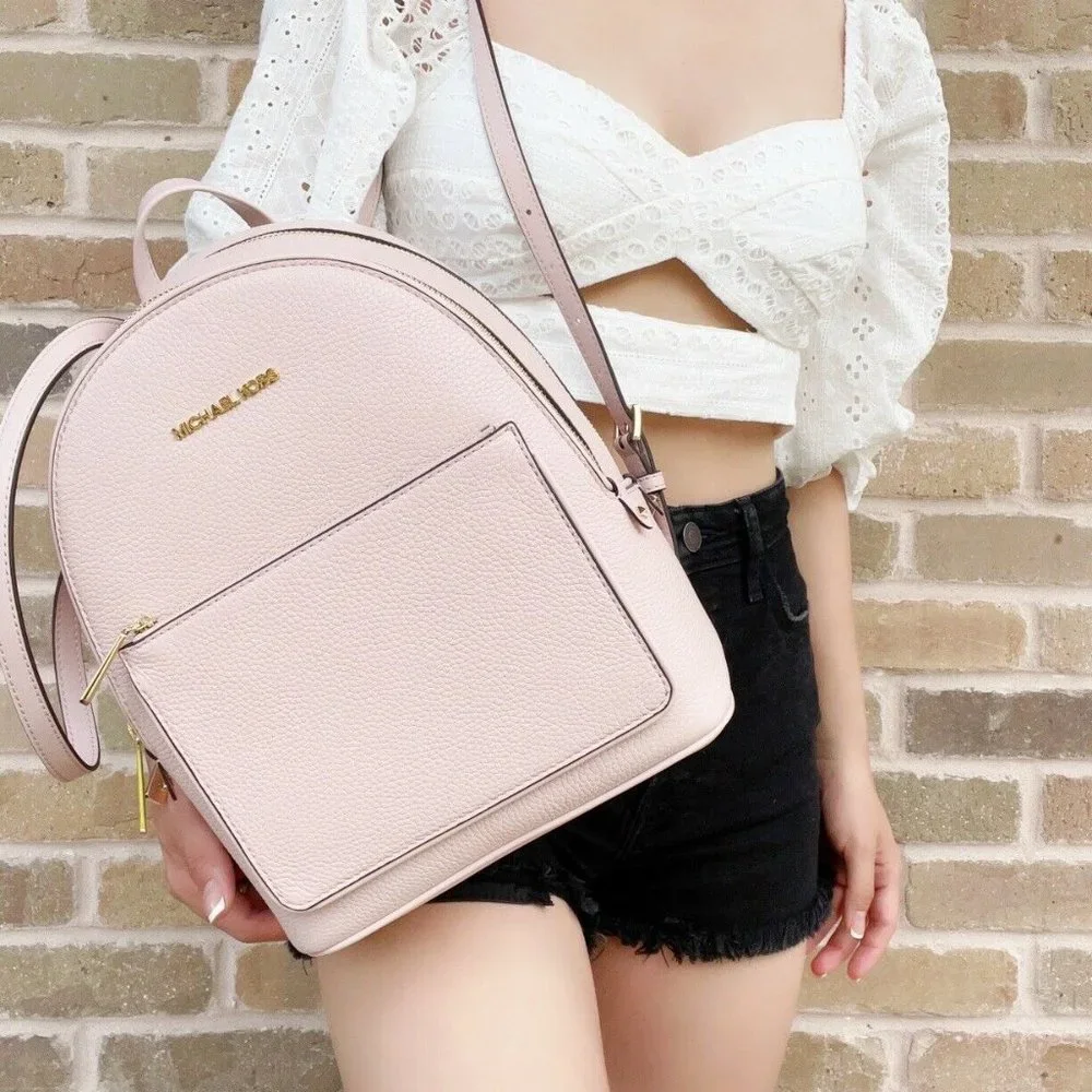 Michael Kors Pale Pink Pebbled Leather Backpack